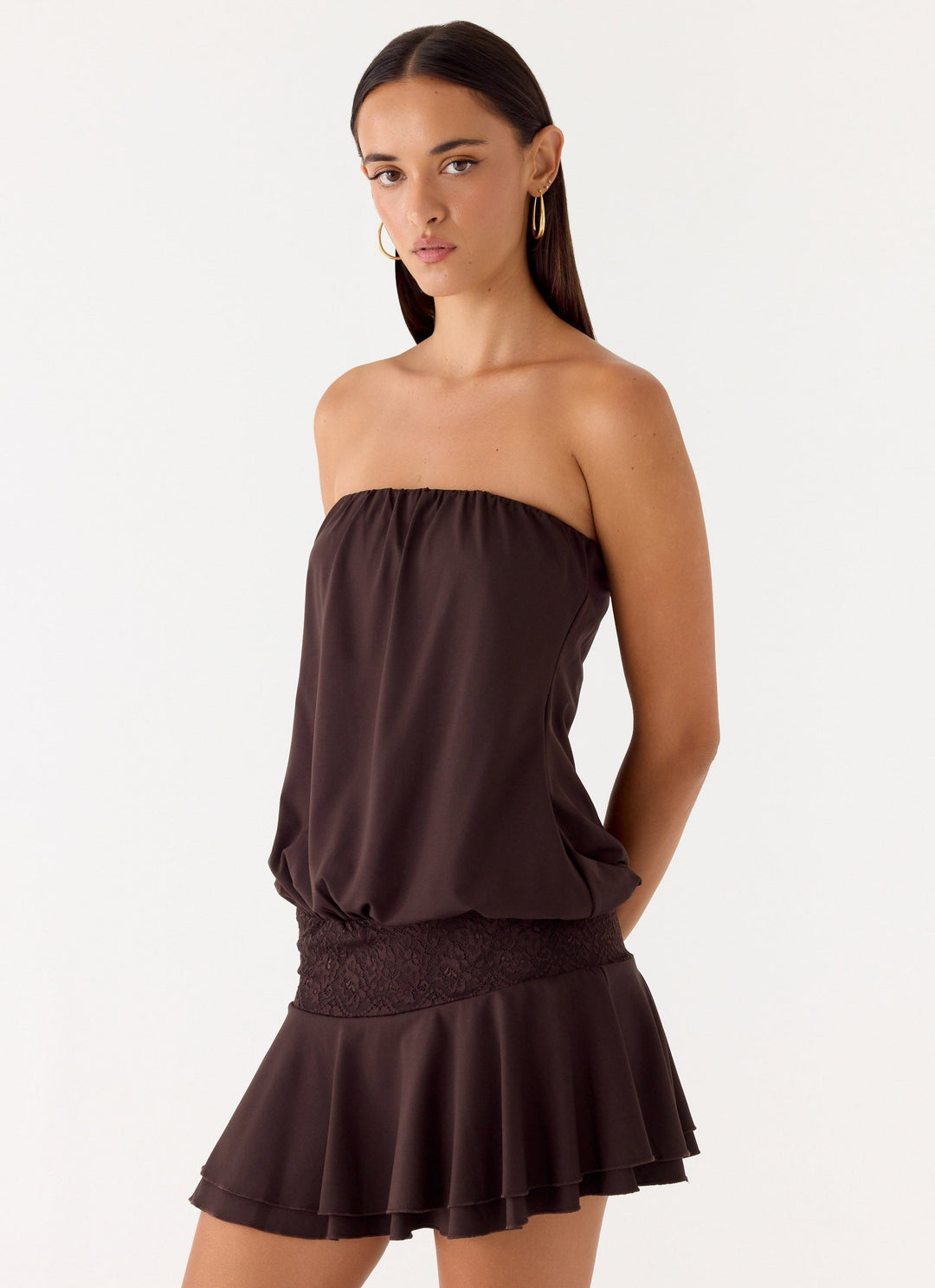 Noreen Strapless Mini Dress Brown