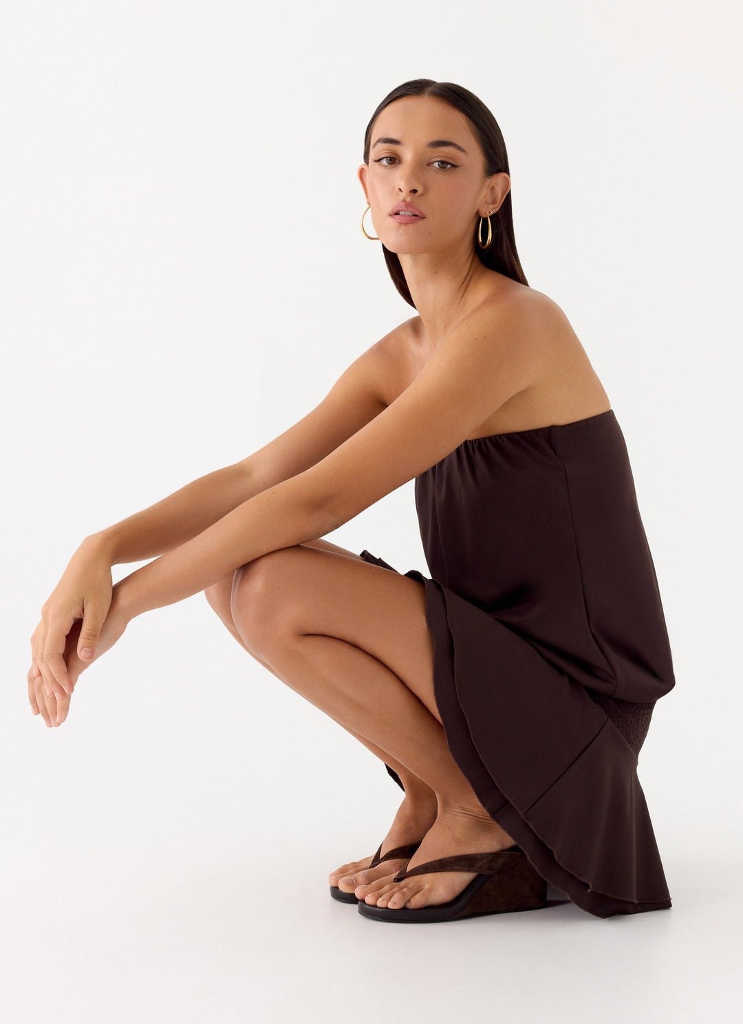 Noreen Strapless Mini Dress Brown