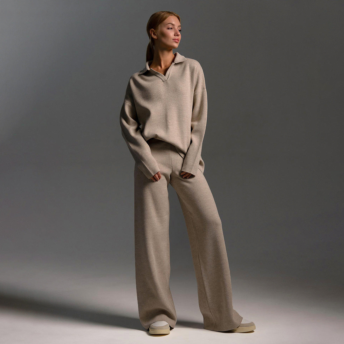 Women's Ribbed Knit Lounge Set | Relaxed Two-Piece Loungewear Co-Ord