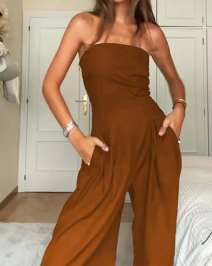 Duttini | Strapless Wide-Leg Jumpsuit