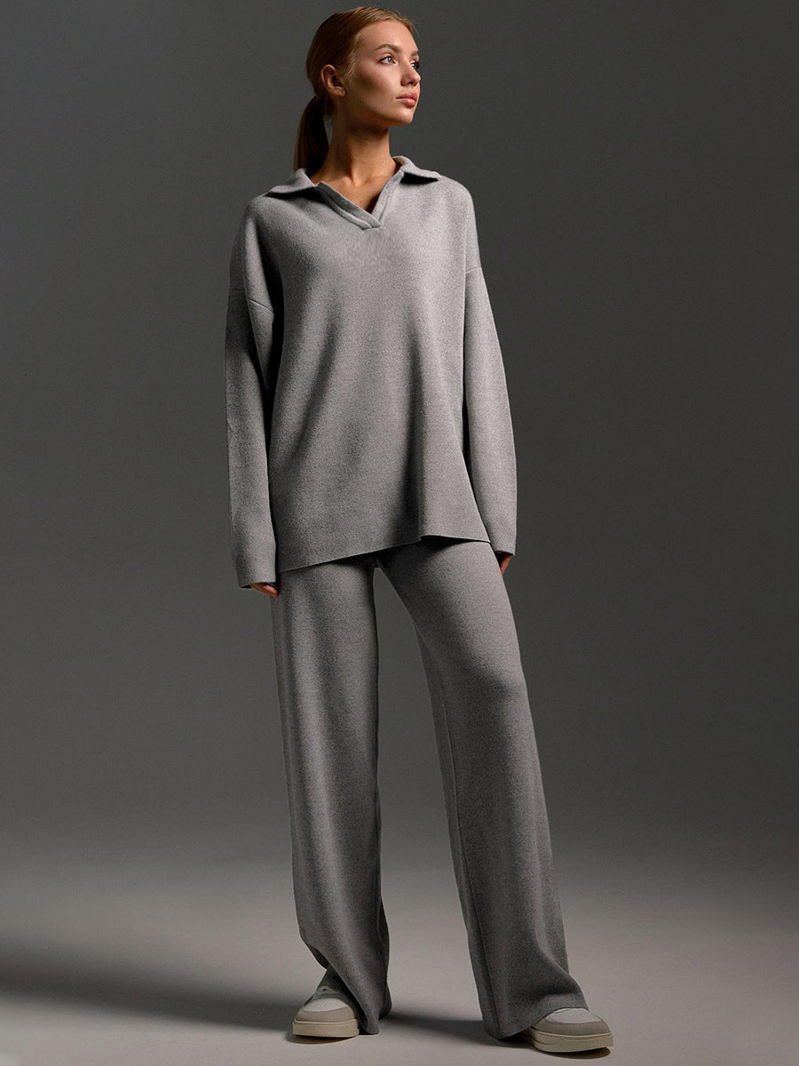 Women's Ribbed Knit Lounge Set | Relaxed Two-Piece Loungewear Co-Ord