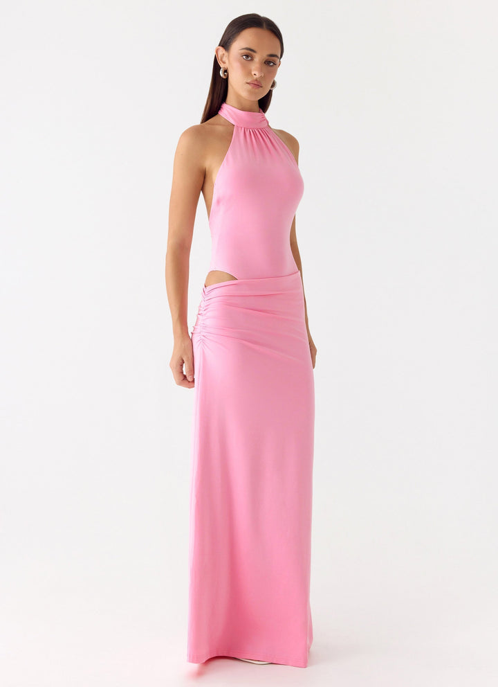 On My Way Bodysuit Maxi Dress Pink