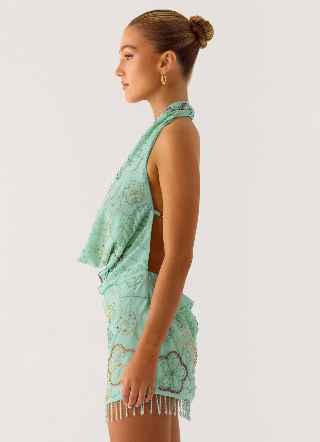 Outlaw Beaded Mini Dress Mint