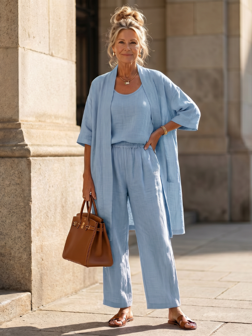 Pants Set | Relaxed Three-Piece Outfit | Comfortable Lightweight Casual Wear
