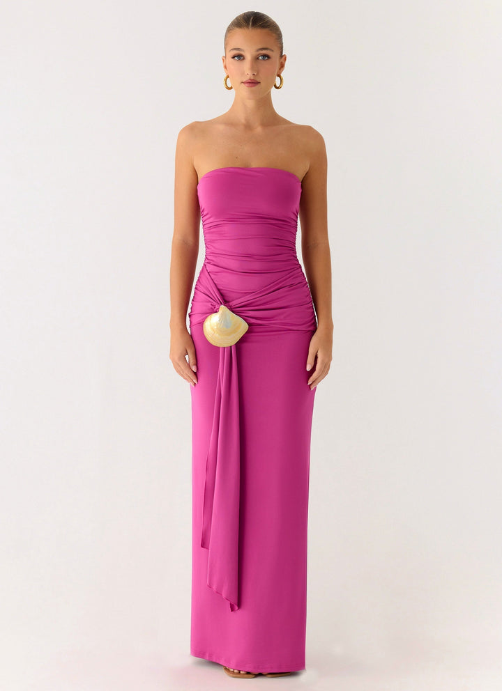 Party After Party Shell Maxi Dress Dark Pink