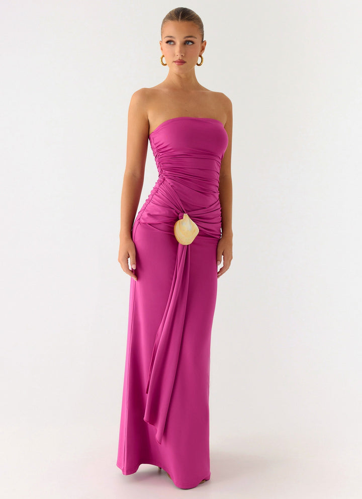 Party After Party Shell Maxi Dress Dark Pink