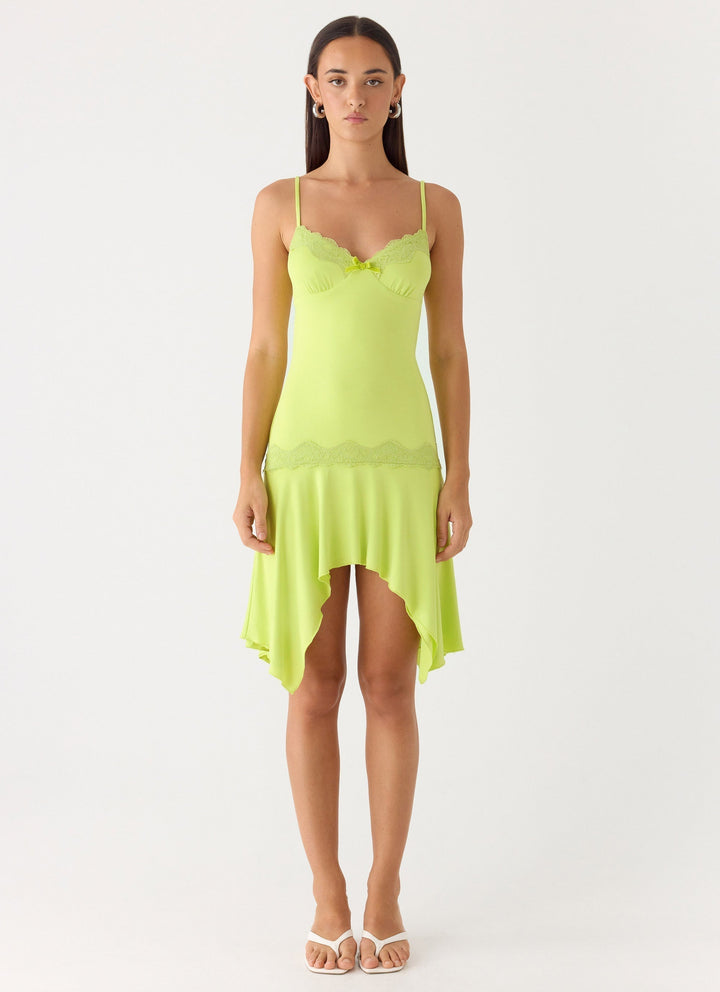 Queen Card Mini Dress Lime