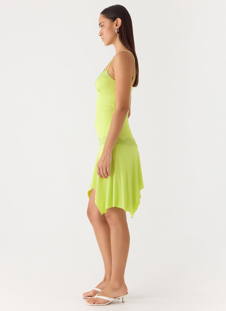 Queen Card Mini Dress Lime