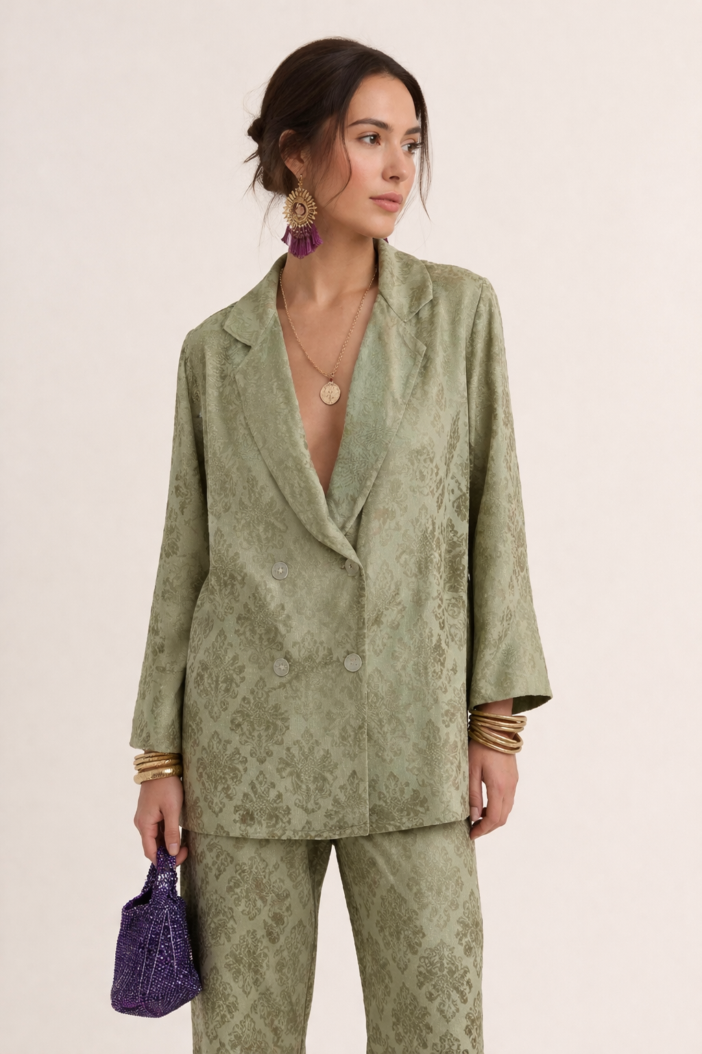 Women’s Crossed Blazer with Notched Lapels in Straight Cut