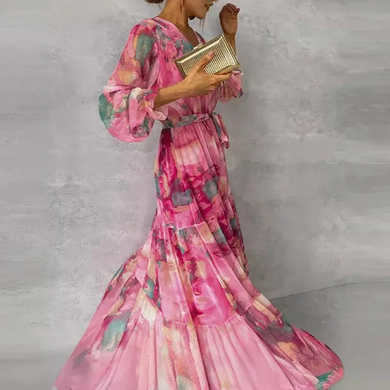 Women's Floral Handmade Midi Dress | Elegant Lightweight Summer Dress