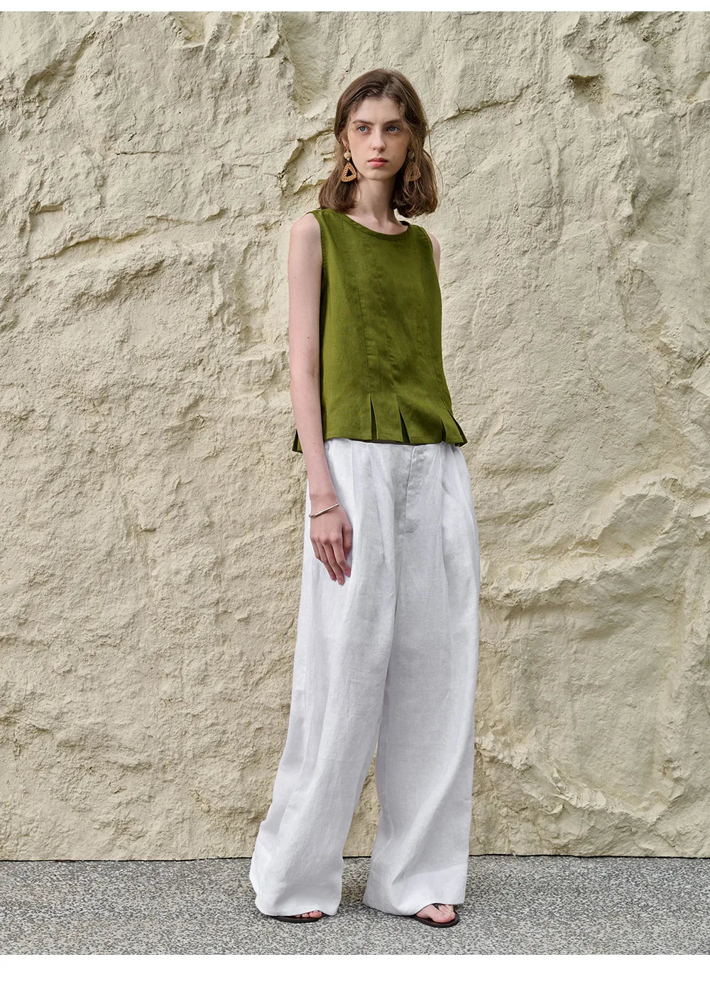 Duttini | Pleated Hem Linen Top