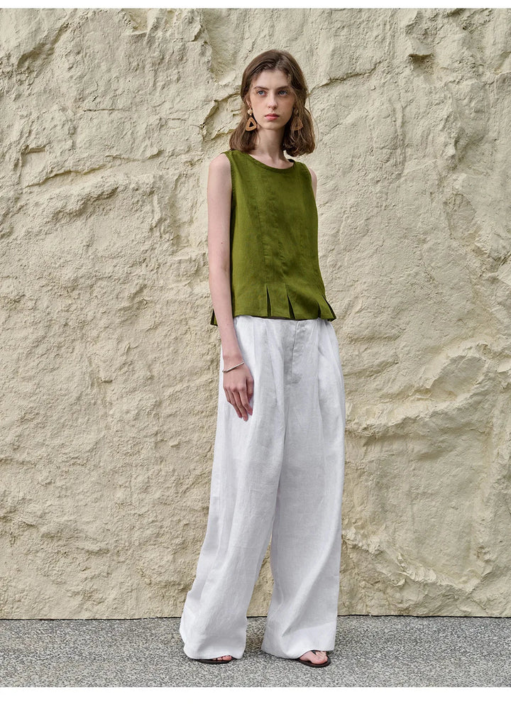 Duttini | Pleated Hem Linen Top