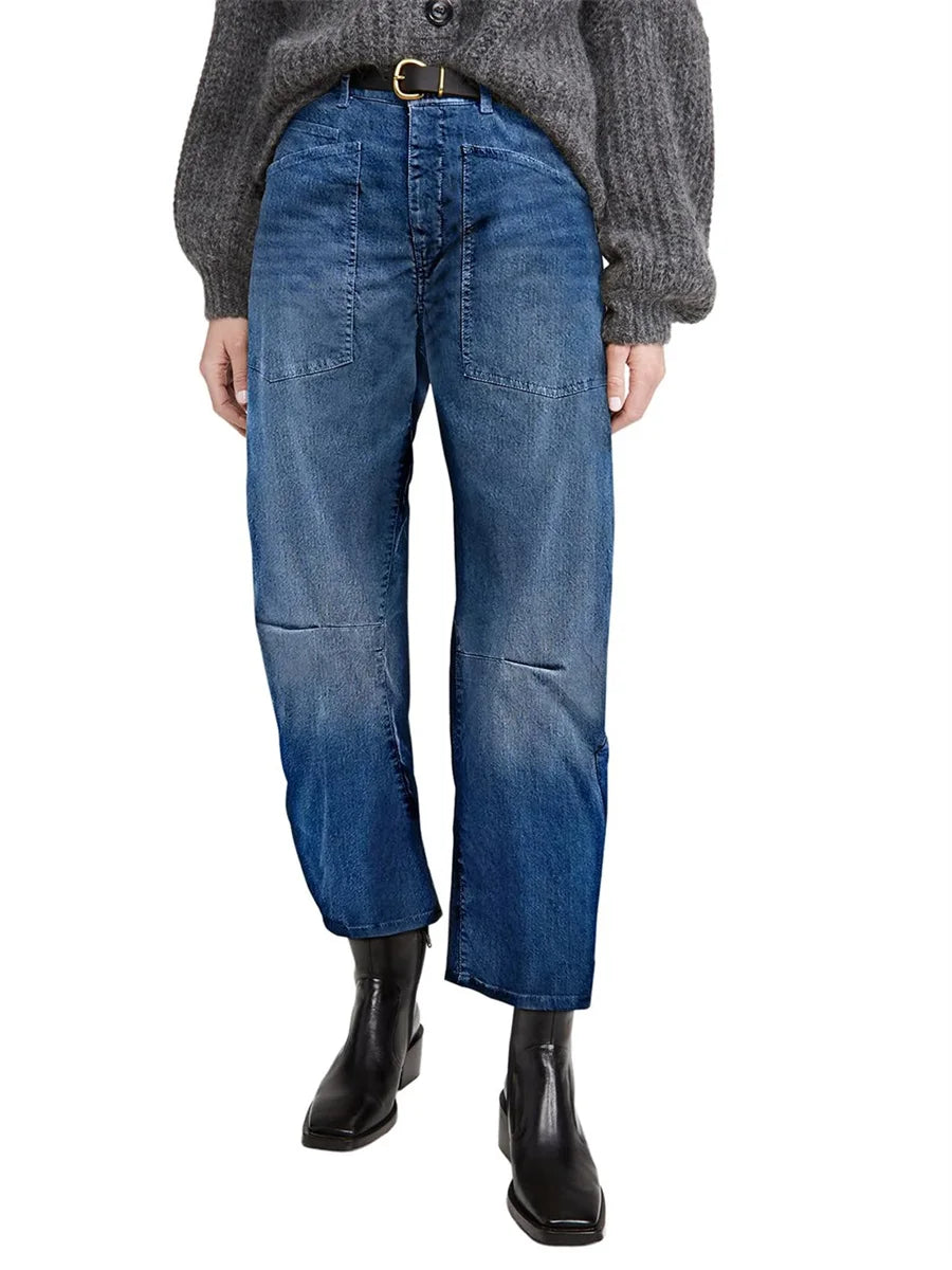 Duttini | Structured Barrel Jeans for Women in Denim