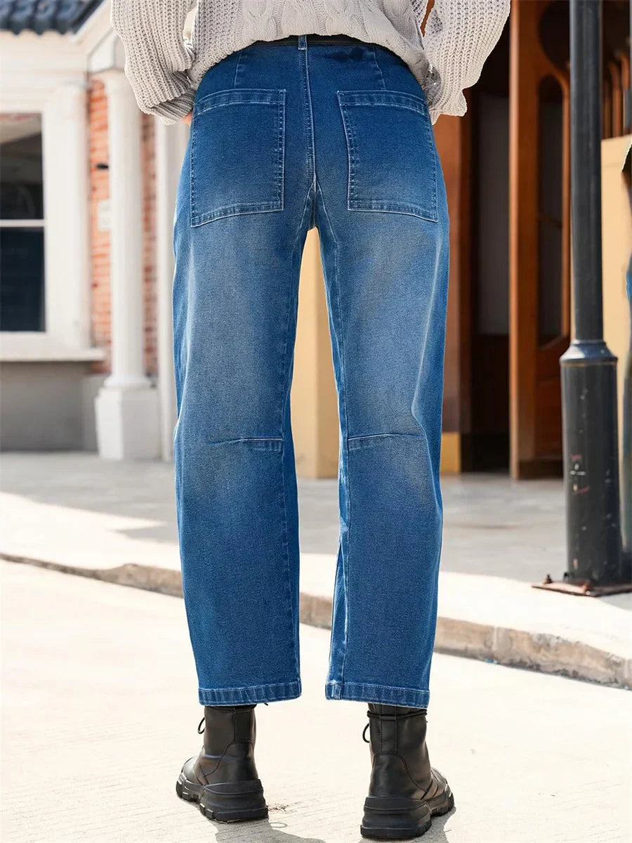 Duttini | Structured Barrel Jeans for Women in Denim