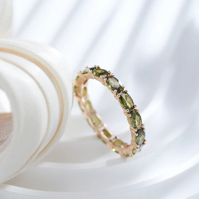 Women's Olive Cubic Zirconia Eternity Ring | Gold-Plated Marquise Stone Band
