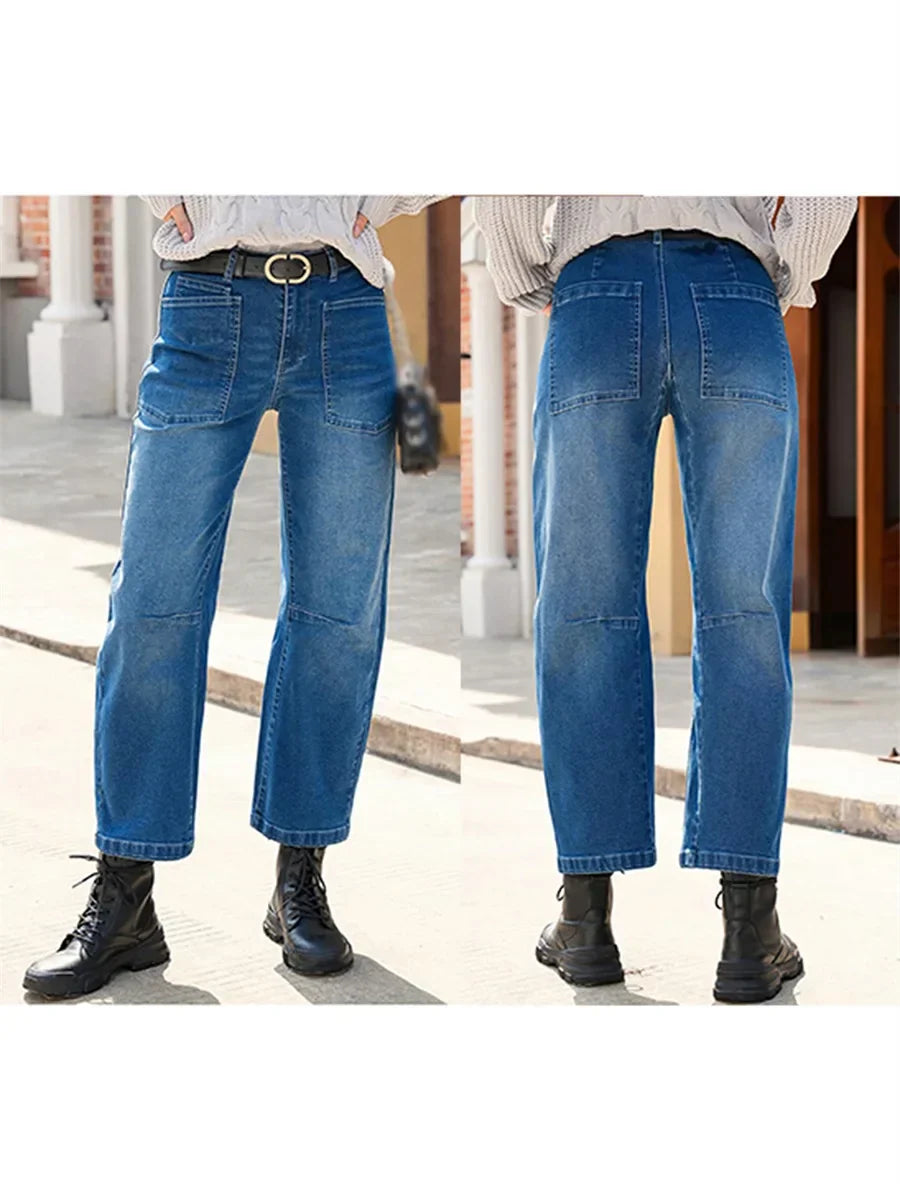 Duttini | Structured Barrel Jeans for Women in Denim