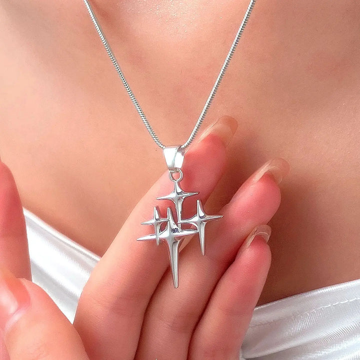 Women's Stainless Steel Star Pendant Necklace Duo | Layered Minimalist Star Necklaces