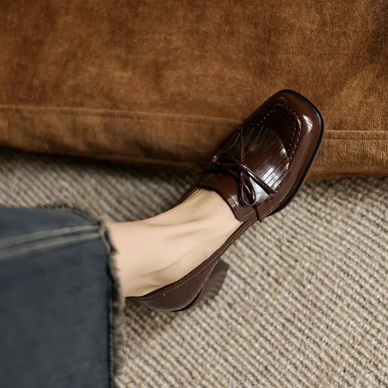 Women's Tassel Loafer Pumps | Round Toe Block Heel Loafers