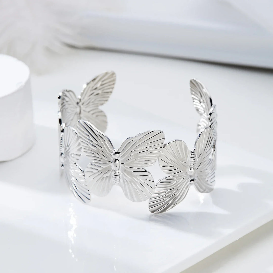 Women's Butterfly Open Cuff Bracelet | Adjustable Hypoallergenic Cuff