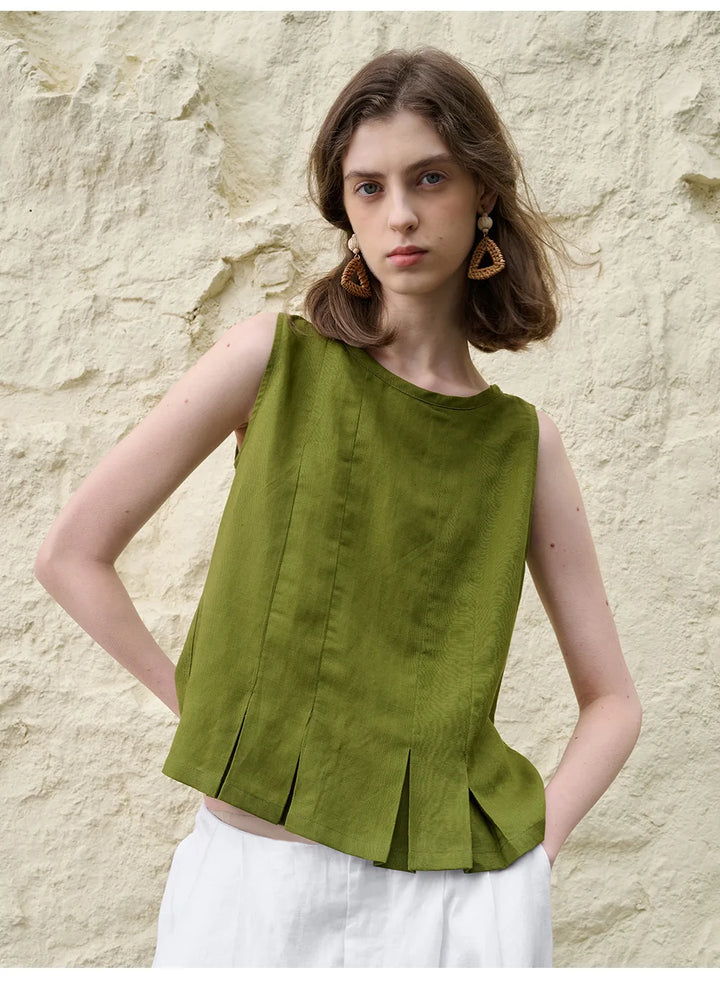 Duttini | Pleated Hem Linen Top