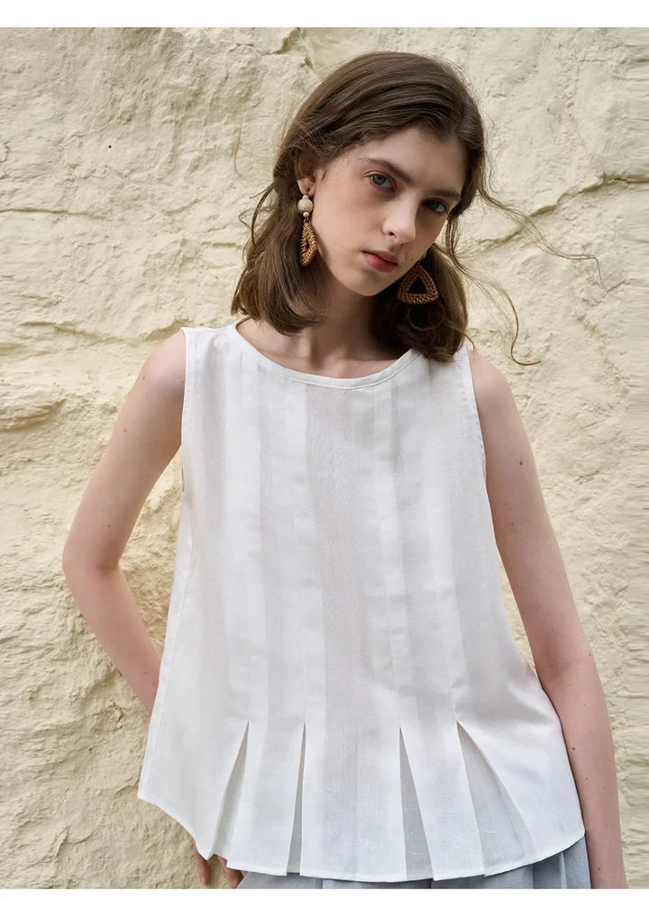 Duttini | Pleated Hem Linen Top