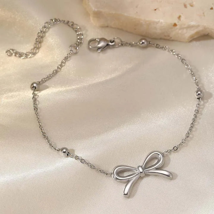 Women's Gold-Plated Bow Charm Bracelet | Adjustable Waterproof Chain Bracelet