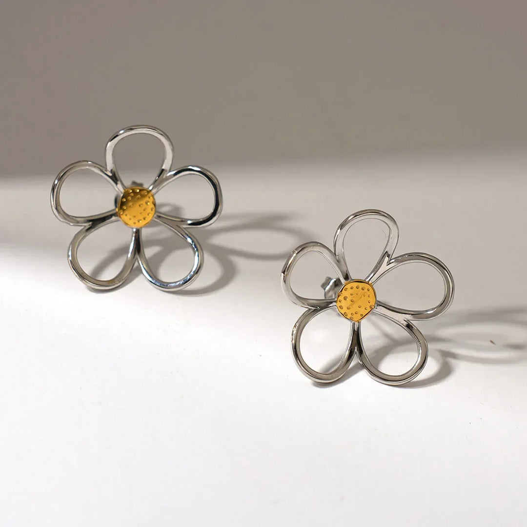 Women's Sterling Silver Floral Stud Earrings | Waterproof Enamel Petal Studs