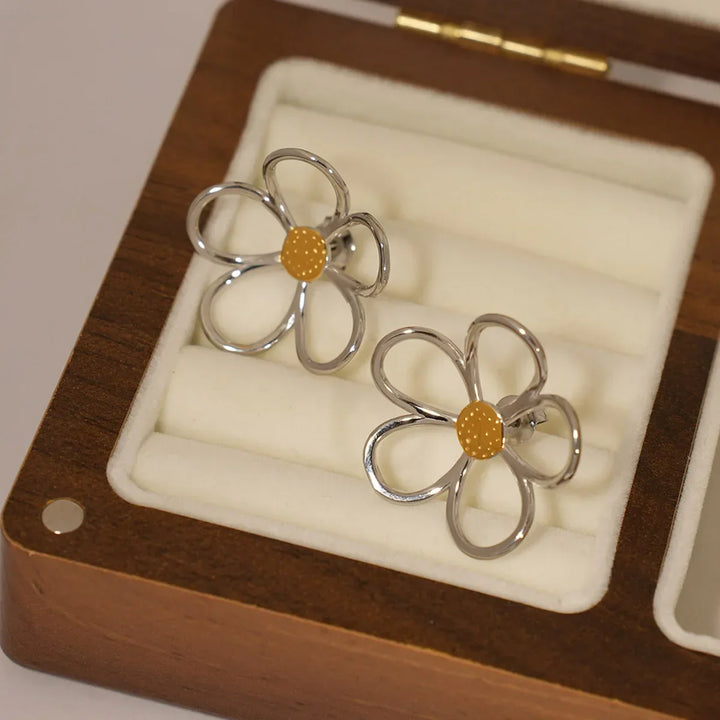 Women's Sterling Silver Floral Stud Earrings | Waterproof Enamel Petal Studs