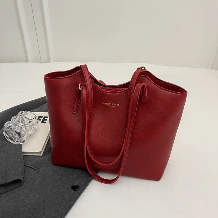 Duttini | Soft Vegan Leather Tote Bag with Shoulder Straps