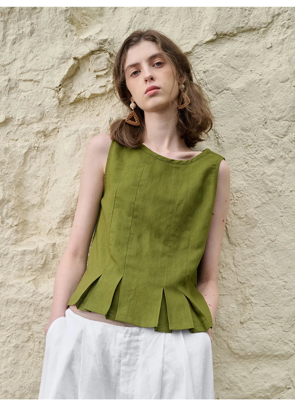 Duttini | Pleated Hem Linen Top