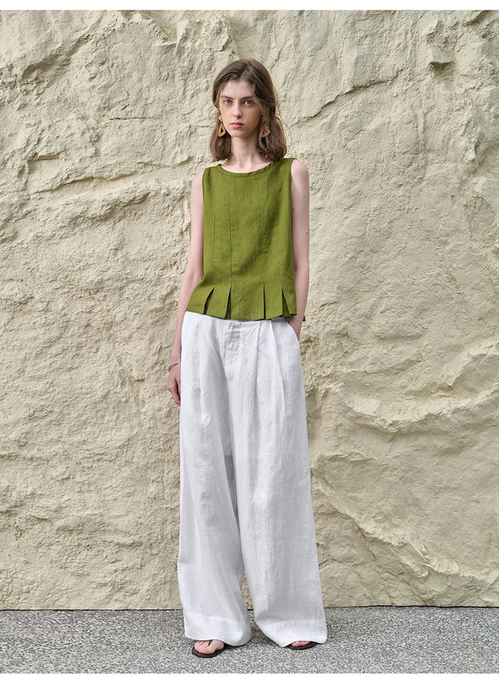 Duttini | Pleated Hem Linen Top