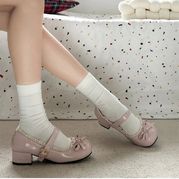 JK Mary Jane Shoes Ladies Causal Shallow Butterflyknot Shoes Autumn Female Leather Shoes