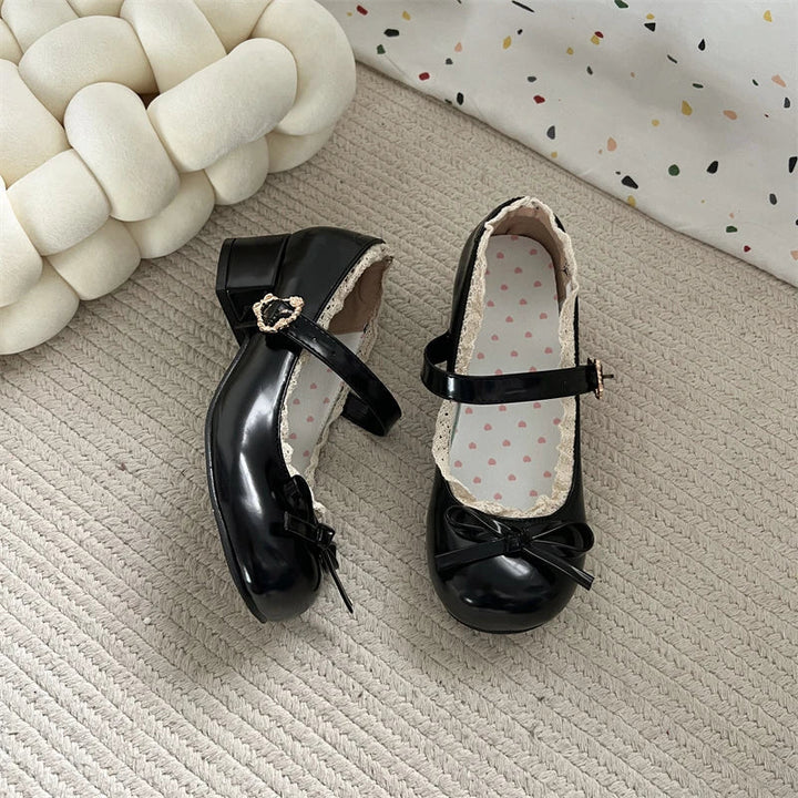 JK Mary Jane Shoes Ladies Causal Shallow Butterflyknot Shoes Autumn Female Leather Shoes