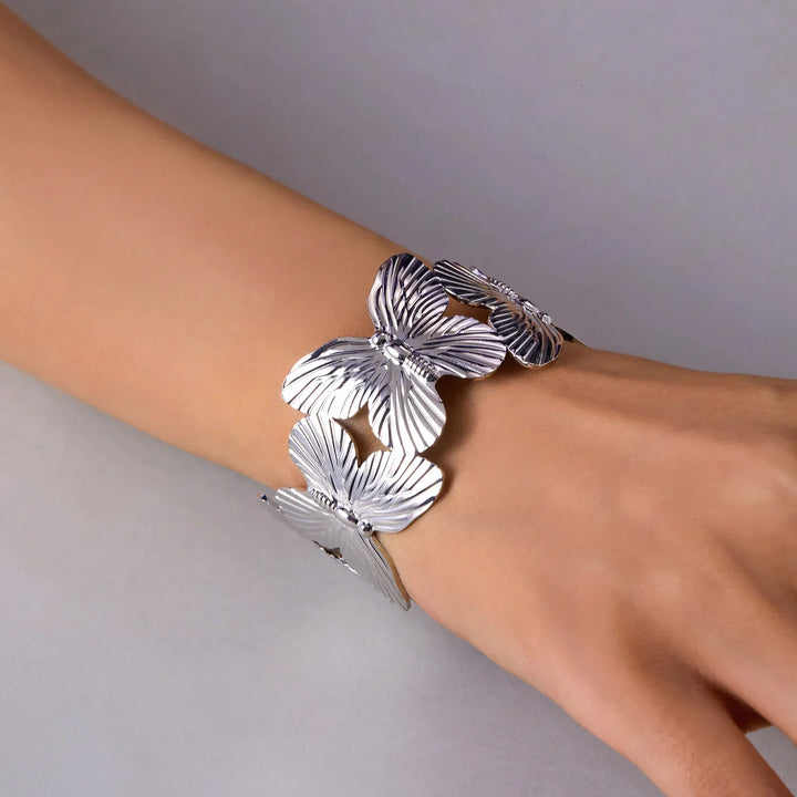 Women's Butterfly Open Cuff Bracelet | Adjustable Hypoallergenic Cuff
