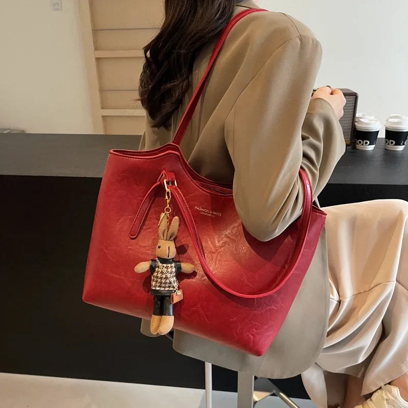 Duttini | Soft Vegan Leather Tote Bag with Shoulder Straps