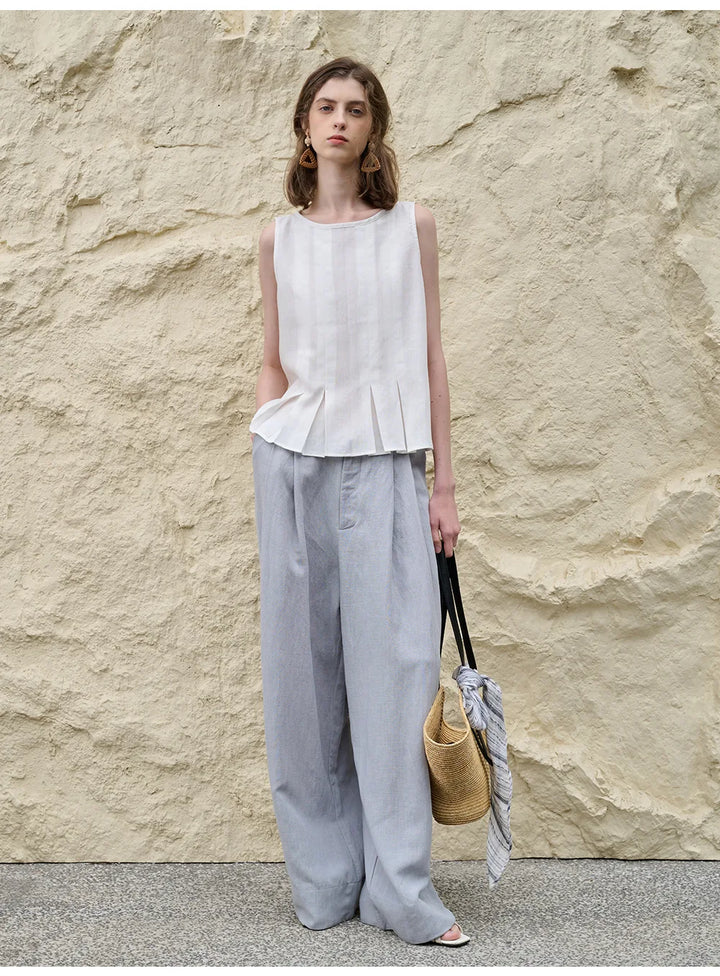 Duttini | Pleated Hem Linen Top