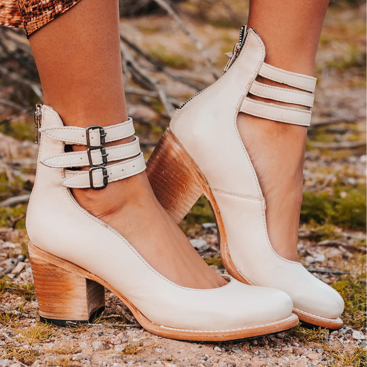Sandals | Triple Ankle Strap Closed Toe Block Heel | Stylish Comfortable Footwear