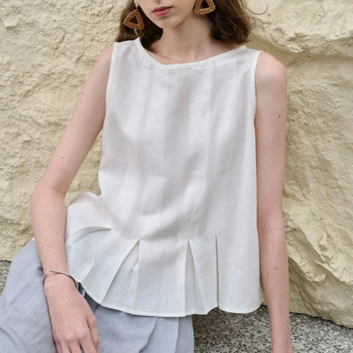 Duttini | Pleated Hem Linen Top