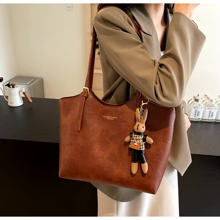 Duttini | Soft Vegan Leather Tote Bag with Shoulder Straps