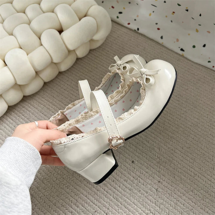 JK Mary Jane Shoes Ladies Causal Shallow Butterflyknot Shoes Autumn Female Leather Shoes