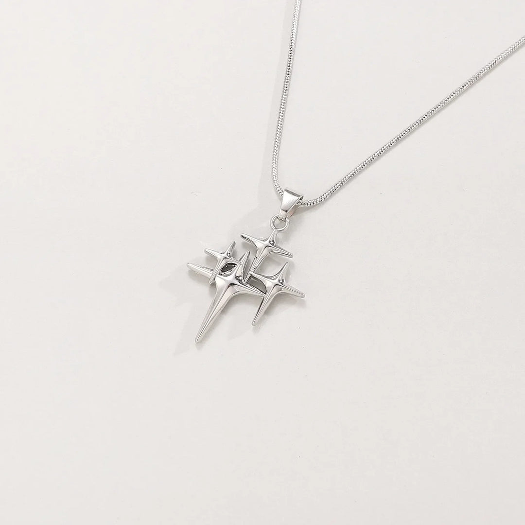 Women's Stainless Steel Star Pendant Necklace Duo | Layered Minimalist Star Necklaces