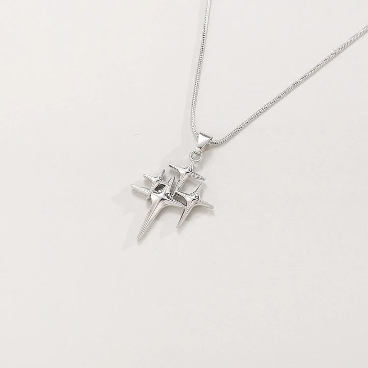 Women's Stainless Steel Star Pendant Necklace Duo | Layered Minimalist Star Necklaces
