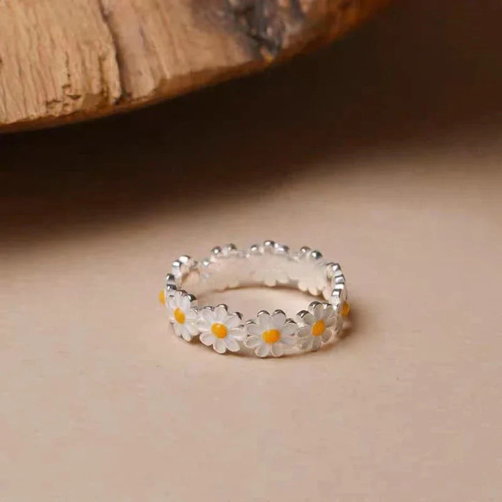 Women's Stainless Steel Daisy Ring | Adjustable Waterproof Flower Ring