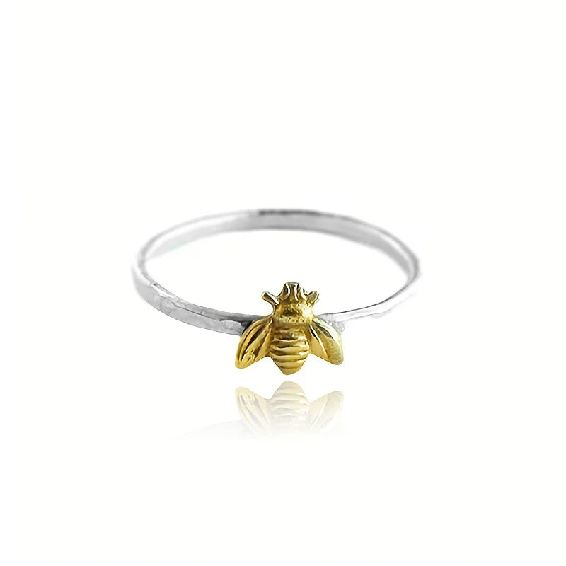 Women's Stainless Steel Bee Ring | Waterproof Gold-Plated Nature Ring