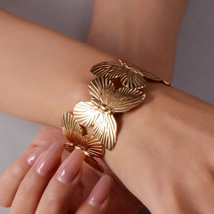 Women's Butterfly Open Cuff Bracelet | Adjustable Hypoallergenic Cuff