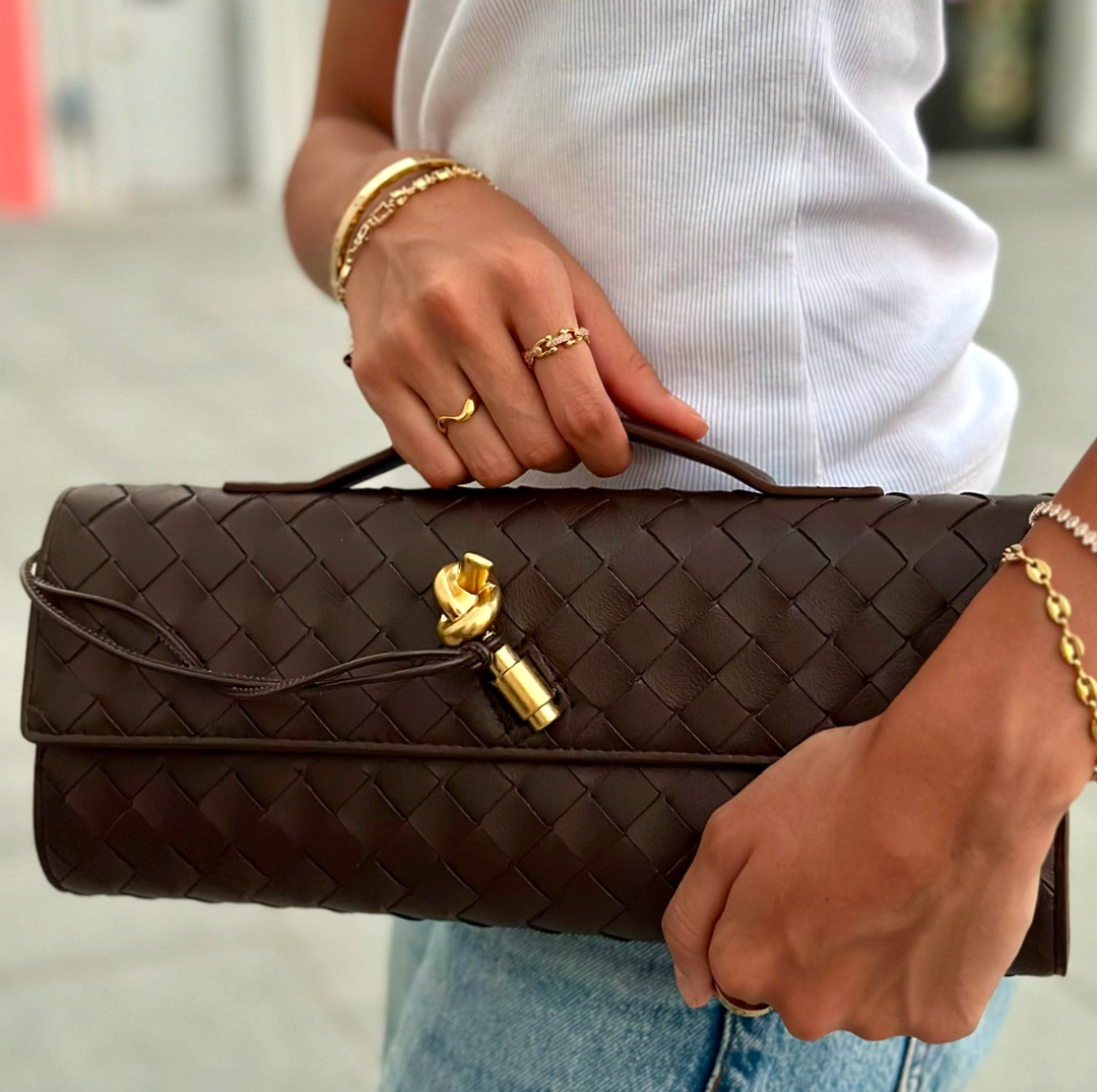 Woven Faux Suede Knot Bag