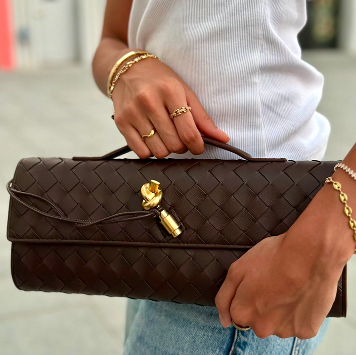 Woven Faux Suede Knot Bag