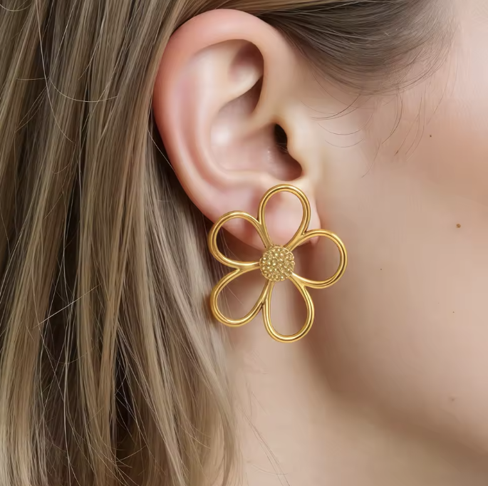 Women's Sterling Silver Floral Stud Earrings | Waterproof Enamel Petal Studs