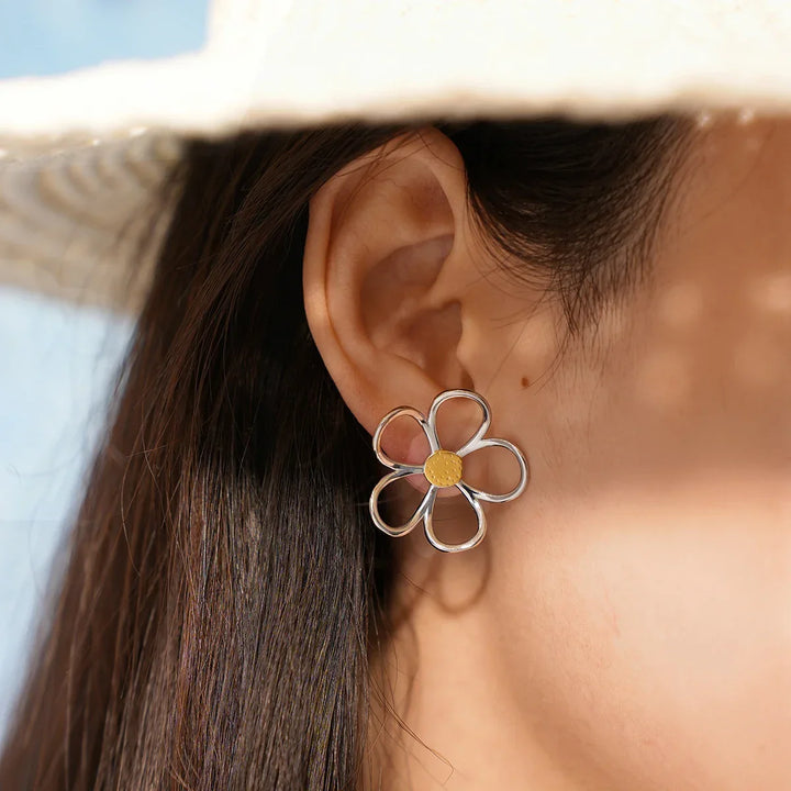 Women's Sterling Silver Floral Stud Earrings | Waterproof Enamel Petal Studs