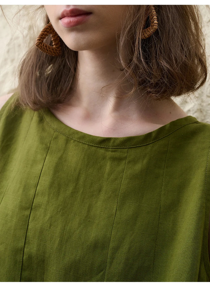 Duttini | Pleated Hem Linen Top